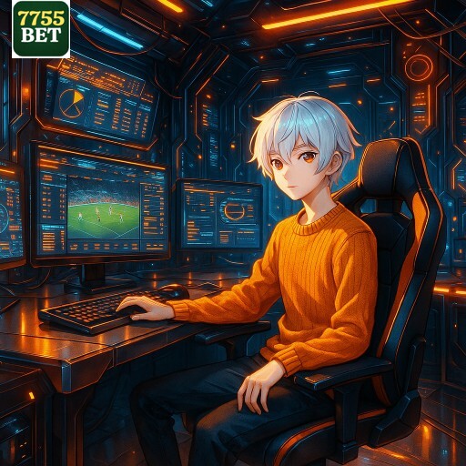 Imagem promocional da 7755 Bet apresentando a plataforma e seus recursos